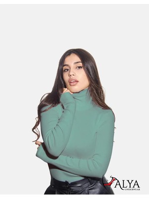 Alya Underwear Kaşkorse Tam Boğazlı Body Sweatshirt, Okaliptus,  S