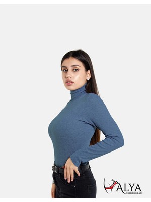 Alya Underwear Kaşkorse Tam Boğazlı Body Sweatshirt Indigo Melanj M