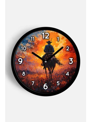 JHAAR Yağlı Boya Duvar Saati – Sanatsal, Soyut, Bohem ve Manzara Temalı Modern Saat - 25CM - Önü Camlı Siyah Kasa