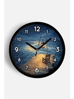 JHAAR Yağlı Boya Duvar Saati – Sanatsal, Soyut, Bohem ve Manzara Temalı Modern Saat - 25CM - Önü Camlı Siyah Kasa