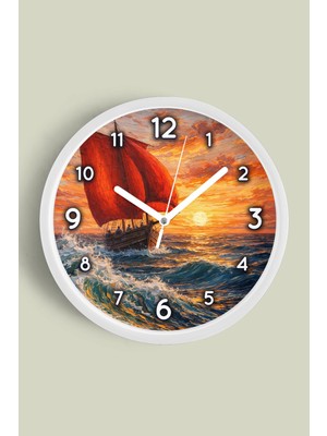 JHAAR Yağlı Boya Duvar Saati – Sanatsal, Soyut, Bohem ve Manzara Temalı Modern Saat - 25CM - Önü Camlı Beyaz Kasa