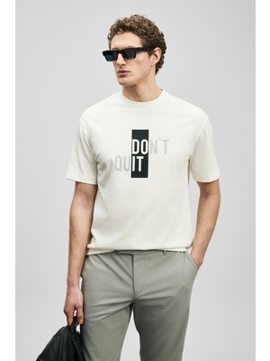 Lufian Carl Modern Grafik T- Shirt Lacivert