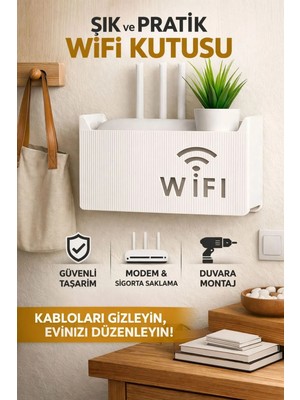 Redmina Wifi Saklama Kutusu Duvara Asıla Bilir Pleksi Modem ve Sigorta Saklama Kutusu