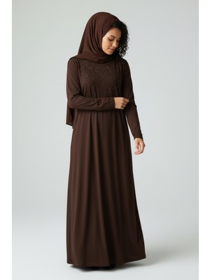 Ece Giyim Kadın Önü Taşlı Kulplu Büyük Beden Penye Elbise