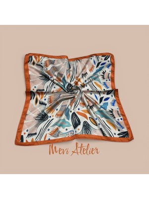 Mevi Atelier Desenli Renkli Fular 50 x 50