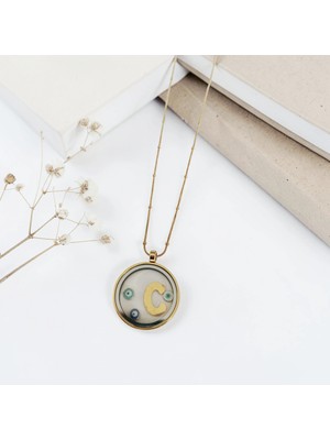 Luna Jewelry Kadın Gold Renk Açılabilir Çerçeveli Dorika Zincir 316 L Çelik  Harf Kolye