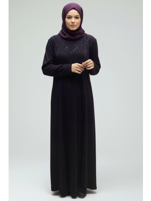 Ece Giyim Kadın Önü Taşlı Kulplu Büyük Beden Penye Elbise