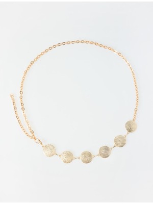 Jimmy Key Altın Rengi Parlak Halka Figürlü Zincir Kemer