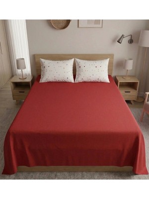 Pınarhome collection %100 Organik Pamuk Kumaş Düz Renk (Lastiksiz)Çarşaf+Kombin Desenli Yastık Kılıfı***