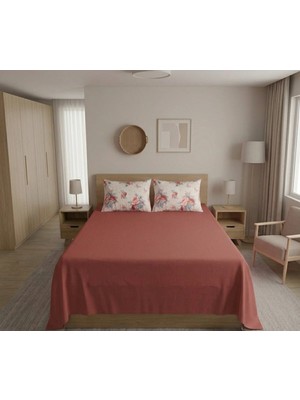 Pınarhome collection %100 Organik Pamuk Kumaş Düz Renk (Lastiksiz)Çarşaf+Kombin Desenli Yastık Kılıfı***