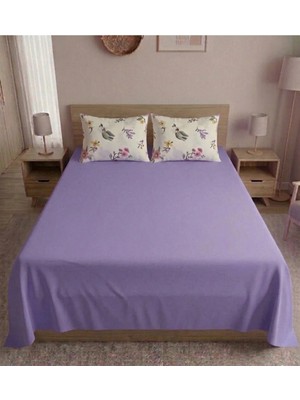 Pınarhome collection %100 Organik Pamuk Kumaş Düz Renk (Lastiksiz)Çarşaf+Kombin Desenli Yastık Kılıfı***