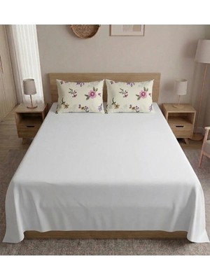 Pınarhome collection %100 Organik Pamuk Kumaş Düz Renk (Lastiksiz)Çarşaf+Kombin Desenli Yastık Kılıfı***