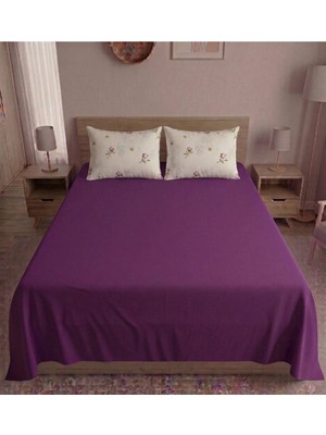 Pınarhome collection %100 Organik Pamuk Kumaş Düz Renk (Lastiksiz)Çarşaf+Kombin Desenli Yastık Kılıfı***