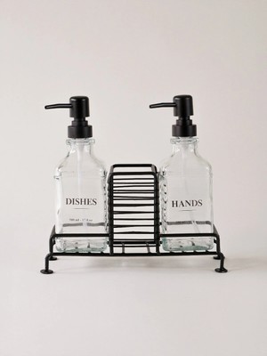 Minihol Gustea Standlı ve Ikili Sıvı Sabunluk - Siyah