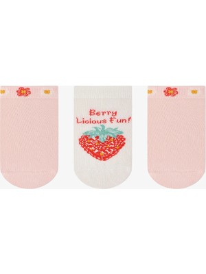 Penti Kız Çocuk Pembe Berrylicious Fun Pamuklu Çilek Desenli 3 Çift Patik Çorap