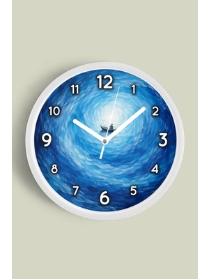 JHAAR Yağlı Boya Duvar Saati – Sanatsal, Soyut, Bohem ve Manzara Temalı Modern Saat - 25CM - Önü Camlı Beyaz Kasa