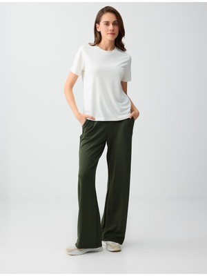 Jimmy Key Haki Beli Lastikli Normal Paça Normal Bel Modal Pantolon