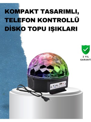 Taşınabilir Rgb Disko Topu Bluetooth ve Uzaktan Kumanda Özellikli
