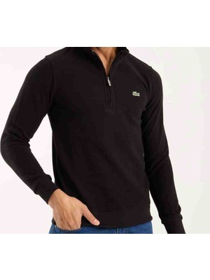 Lacoste  Fermuar Yaka  Siyah Regular Fit Erkek   Sweatshırt