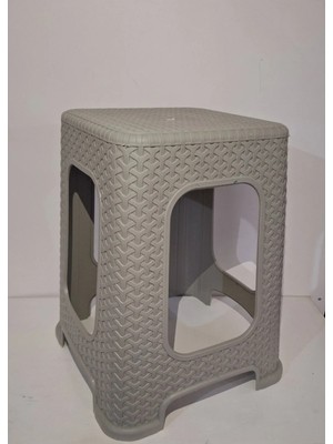 Hürpa Tedarik Plastik Hasır Tabure Gri Büyük 1 Adet