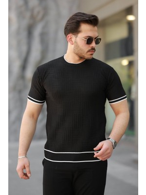 Emh Store Erkek Jakarlı Ribanalı Kısa Kollu T-Shirt