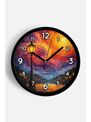 JHAAR Yağlı Boya Duvar Saati – Sanatsal, Soyut, Bohem ve Manzara Temalı Modern Saat - 25CM - Önü Camlı Siyah Kasa