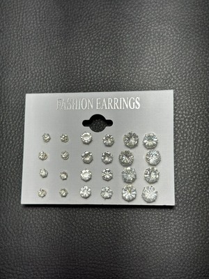 Blue Cat Bijouterie 24 Parça Şık Taşlı Küpe Seti