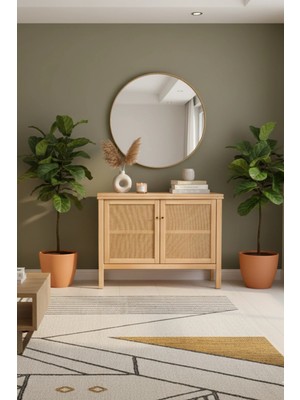 Şafak Mobilya Altea Rattan Detaylı Basic Masif Ahşap Büfe