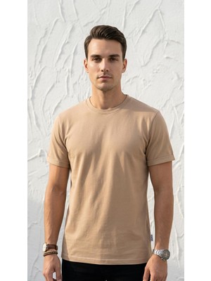 Plus Scorpion Erkek Slim Fit Basic Tişört – Bisiklet Yaka, Düz Kumaş, Yazlık Model