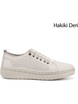 Gönderi(r) Kadın Bej  Bağcıklı Hakiki Deri Comfort Ayakkabı