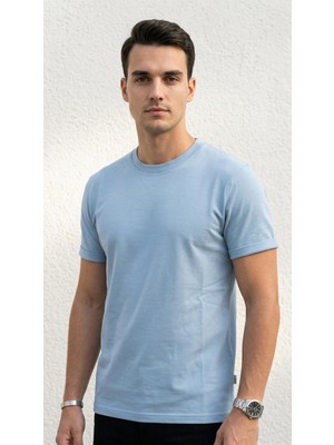 Plus Scorpion Erkek Slim Fit Basic Tişört – Bisiklet Yaka, Düz Kumaş, Yazlık Model