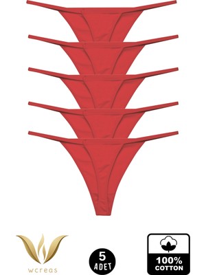 wcreas Kadın Ipli Tanga, Pamuklu Yumuşak Kumaş G-String Tanga 5\'li Paket