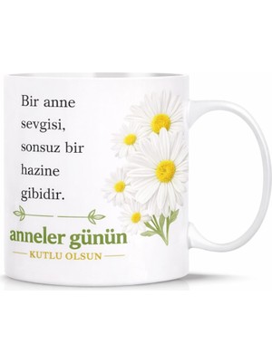 Masalsı Concept Anneler Günü Hediyesi Papatya Desenli Kupa Anne Sevgisi Yazılı Anlamlı Anne Kupası