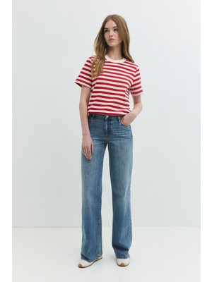 Denim Trip Wide Leg Straight Fit Orta Indigo Kadın Jean Pantolon