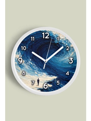 JHAAR Yağlı Boya Duvar Saati – Sanatsal, Soyut, Bohem ve Manzara Temalı Modern Saat - 25CM - Önü Camlı Beyaz Kasa