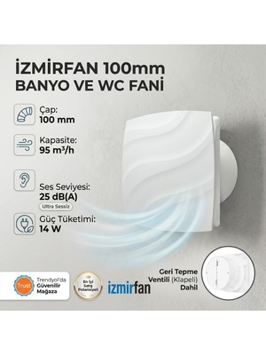 Venteurope Stream 100 Bd 10’luk Klapeli Sessiz Dekoratif Banyo Aspiratörü 100 mm 2 Parça