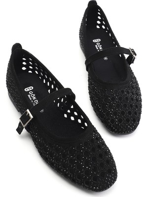 Gönderi(r) Kadın Siyah Süet  Taşlı Mary Jane Babet