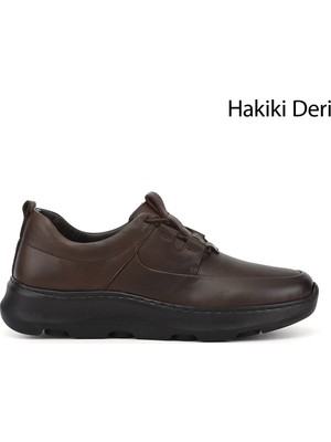 Gönderi(r) Erkek Kahve  Bağcıklı Hakiki Deri Comfort Sneaker