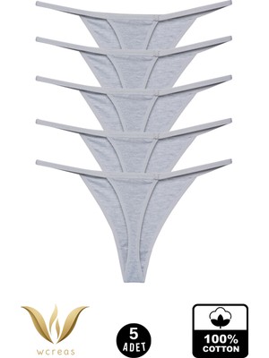 wcreas Kadın Ipli Tanga, Pamuklu Yumuşak Kumaş G-String Tanga 5\'li Paket