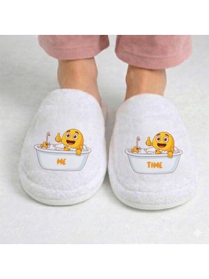 By Ebsem -Emoji Baskılı %100 Pamuk Ev Terliği, Sevimli Şık Tasarım, Yumuşak, Kaymaz Kadife Terlik (37-42)