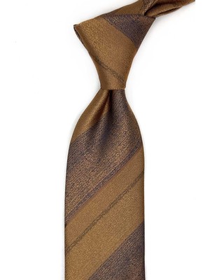 Kravatkolik Sarı - Lacivert Çizgi Desen Mendilli Klasik Kravat KK13670