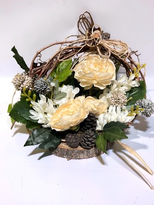 Florivya Dekoratif Kütük Çiçek Aranjmanı Halka Form Şık Ev Hediyesi Masa Üstü Tasarım