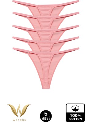 wcreas Kadın Ipli Tanga, Pamuklu Yumuşak Kumaş G-String Tanga 5\'li Paket