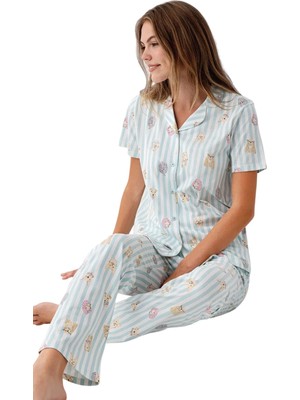 Rolypoly RP3809-S Kadın Yazlık Gömlek Pijama Takım