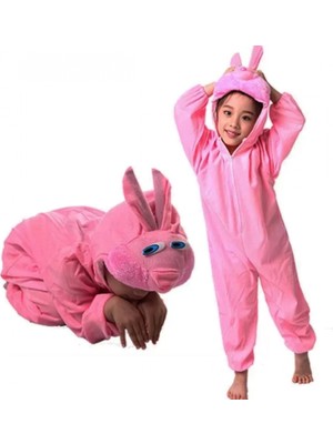 MiraLive Çocuk Tavşan Kostümü Pembe Renk 4-5 Yaş