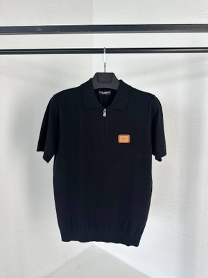 Dolce & Gabbana Luxury Collection  Fermuarlı Polo Yaka Triko – Premium Erkek T-Shirt