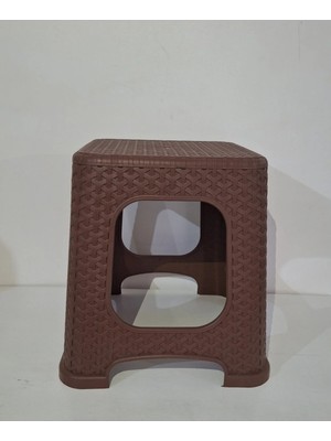 Hürpa Tedarik Plastik Hasır Kahverengi Tabure Küçük 3 Adet