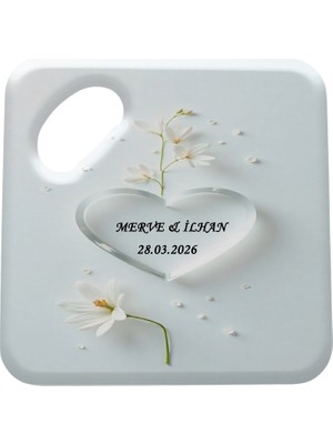 Nikah Nişan Özel Günler Için Kişiye Özel Kare Bardak Altlığı Magnet Açacak MG0023