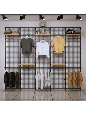 Md Vitrin Dekorasyon Siyah Telli Mağaza Raf Sistemi, Askılık Sistemi