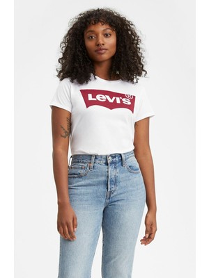 Levi's The Perfect Tee Tr Large Kadın Kısa Kol Beyaz Tişört %100 Pamuk Grafik Desenli